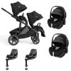 Carrinho Duplo Versiti da Joie Eclipse Pebble 360º pro 2 Twillic Black e base Familyfiz 360º 1