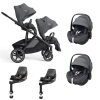 Carrinho Duplo Versiti da Joie Ebony Pebble 360º pro 2 Twillic Graphite e base Familyfiz 360º 1