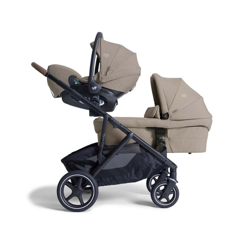Carrinho Duplo Versiti da Joie Sandstone Pebble 360º pro 2 Twillic Truffle e base Familyfiz 360º 5