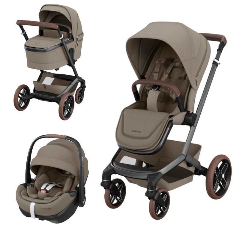 Carrinho Fame + alcofa + Pebble 360º Pro 2 Twillic Truffle da Maxi Cosi 1