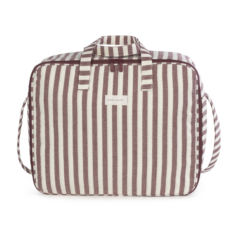 Mala de Maternidade Cherry Riscas Bordeaux da Pasito a Pasito