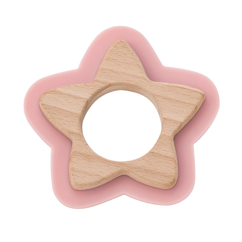 Mordedor de madeira natural star rosa da Saro