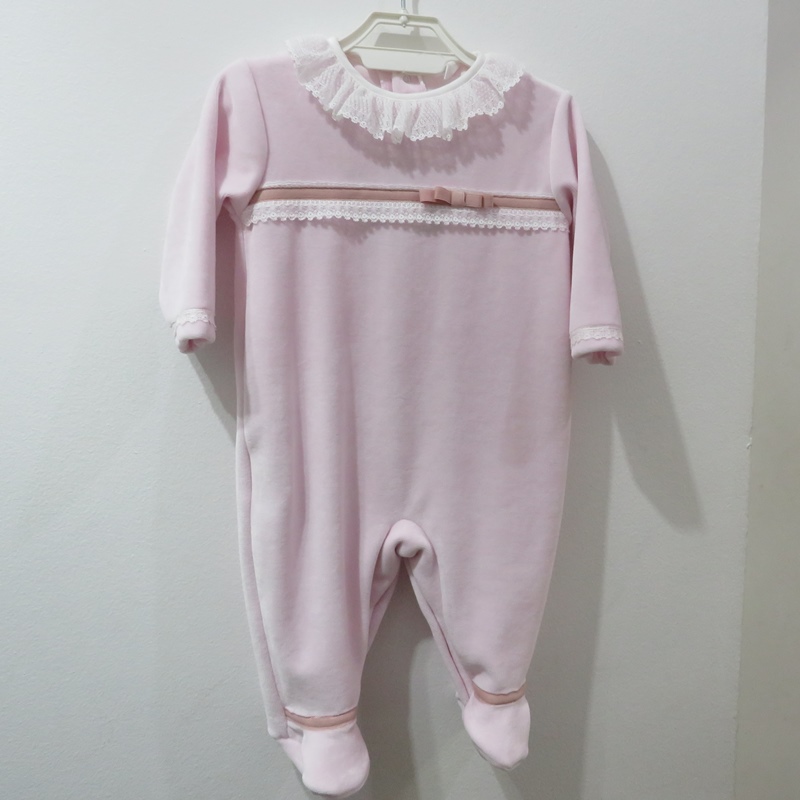 Babygrow  de algodão laminado Romantic1 da Pim Pam Pum Rosa 1