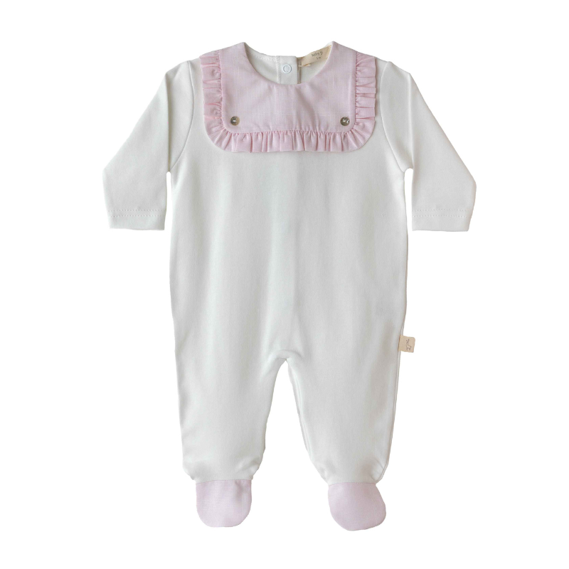 Babygrow de algodão pérola e rosa com folho da Baby Gi